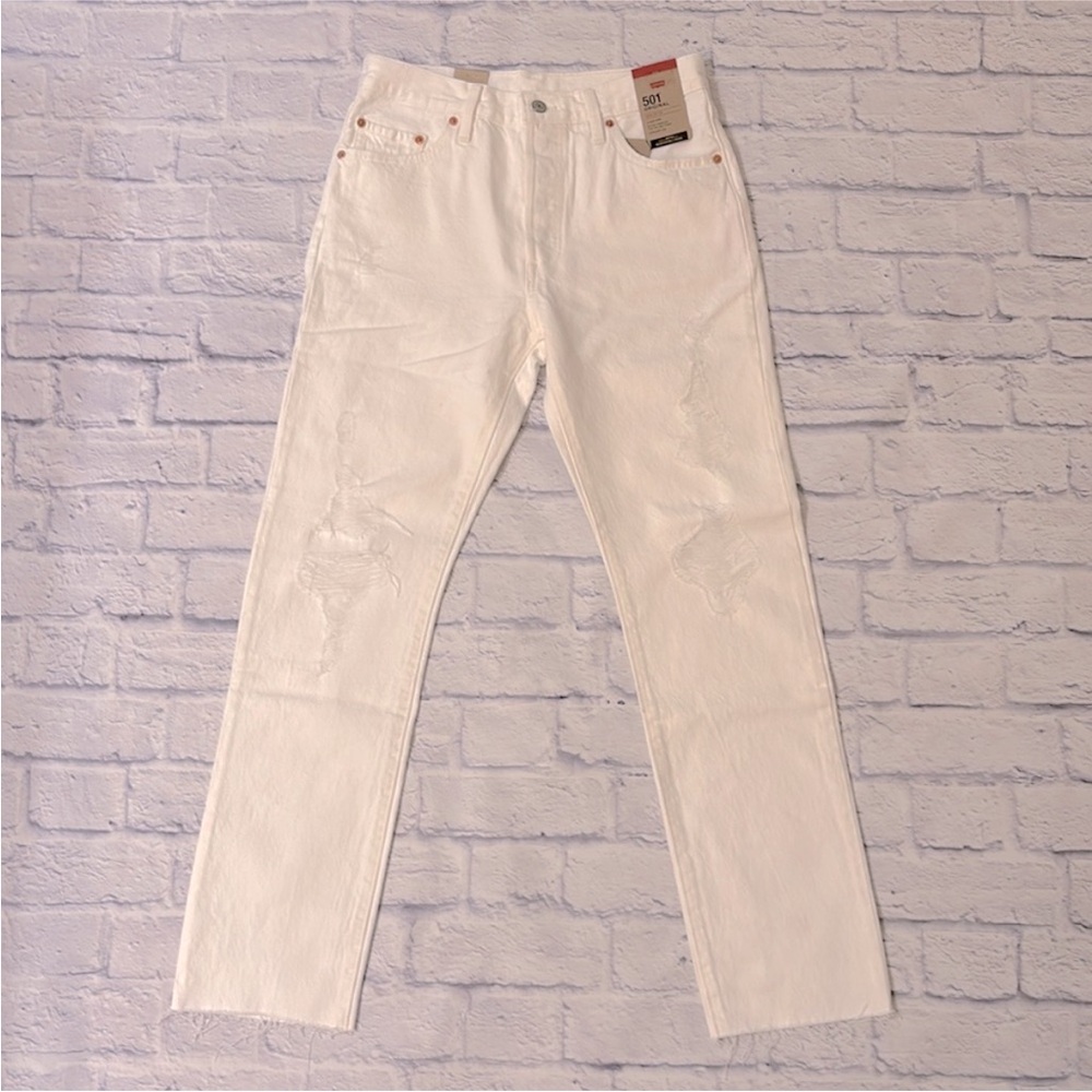 Levi’s 501 Original Straight Leg Jeans High Waisted White Denim Size 29 NWT